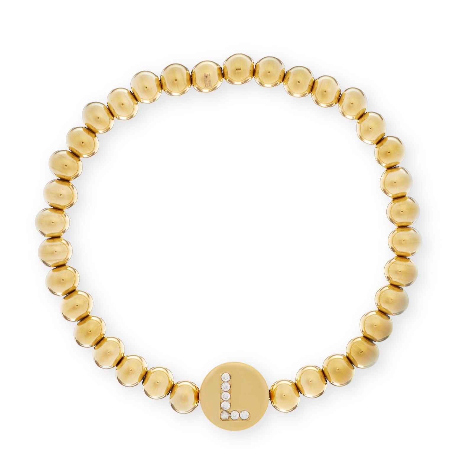 Steel By Diamonique Initial Ball Bead Stretch Bracelet Stainless Steel