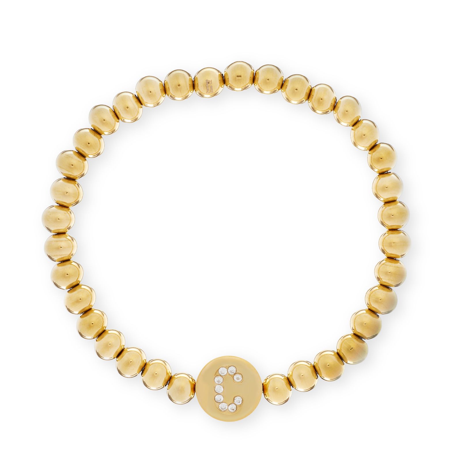 Steel By Diamonique Initial Ball Bead Stretch Bracelet Stainless Steel