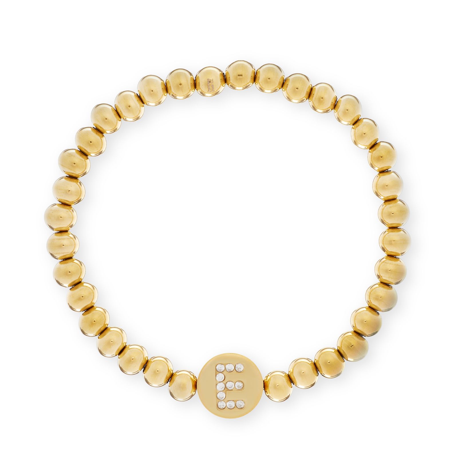 Steel By Diamonique Initial Ball Bead Stretch Bracelet Stainless Steel