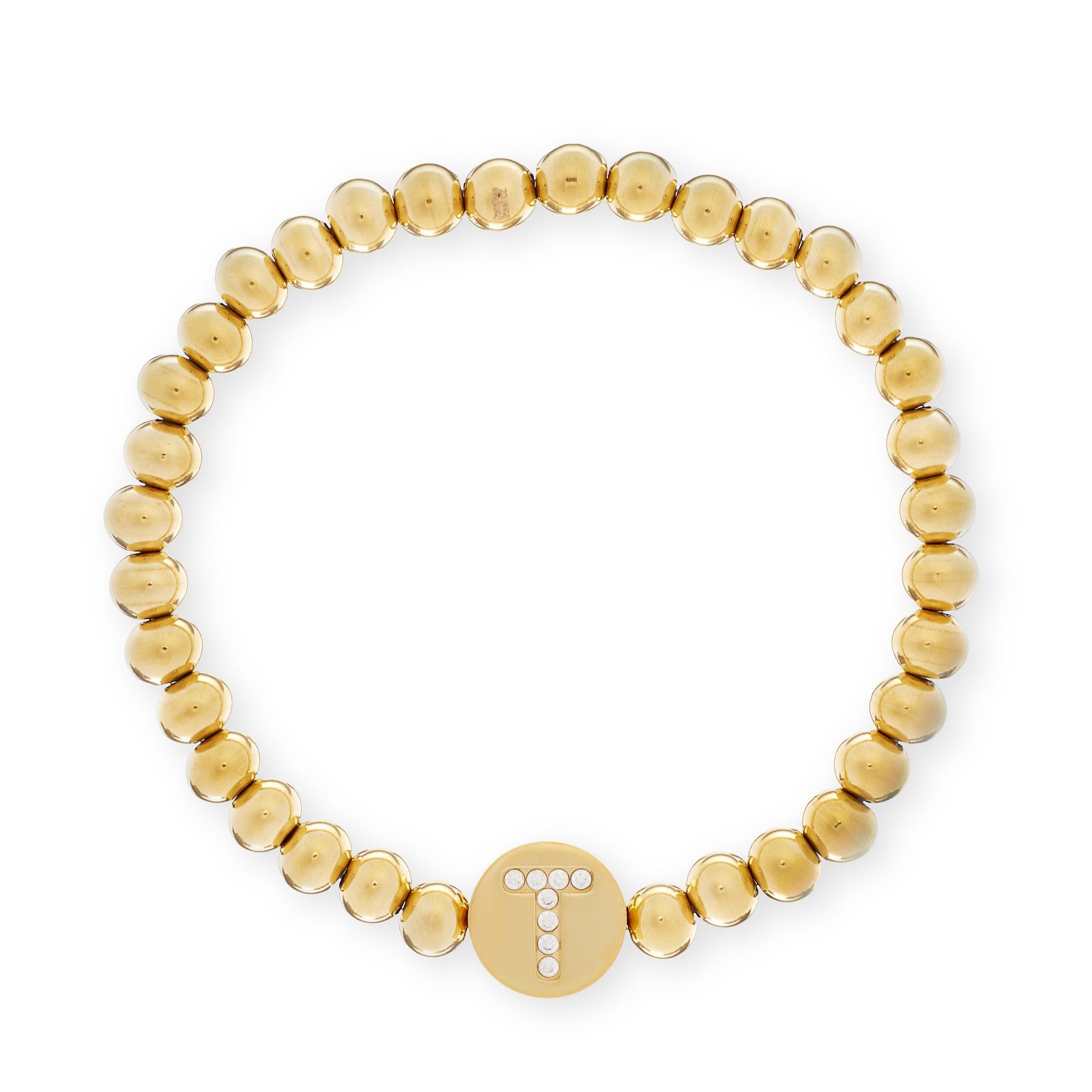 Steel By Diamonique Initial Ball Bead Stretch Bracelet Stainless Steel