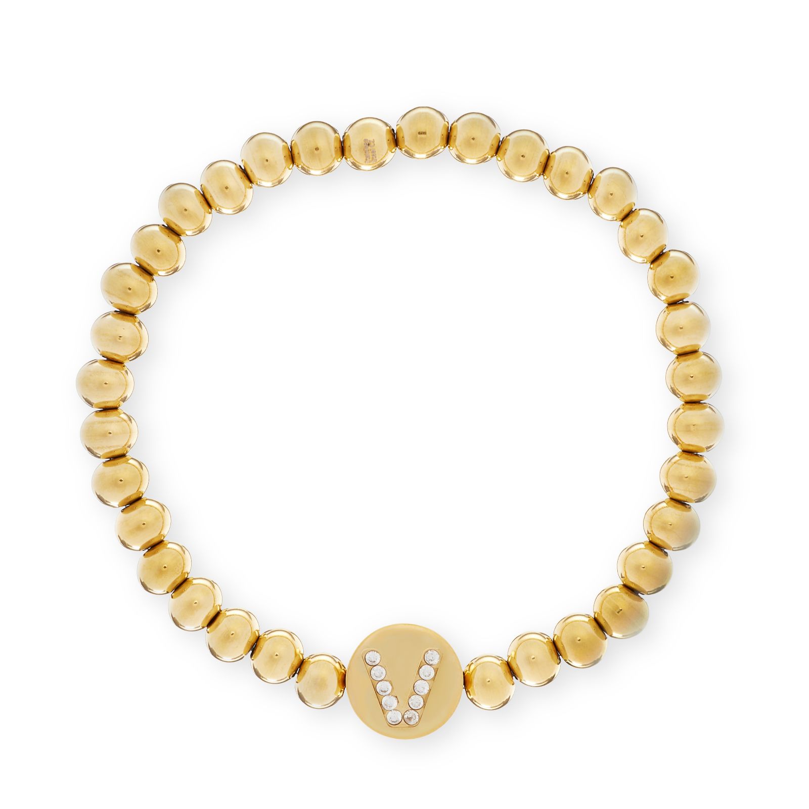 Steel By Diamonique Initial Ball Bead Stretch Bracelet Stainless Steel