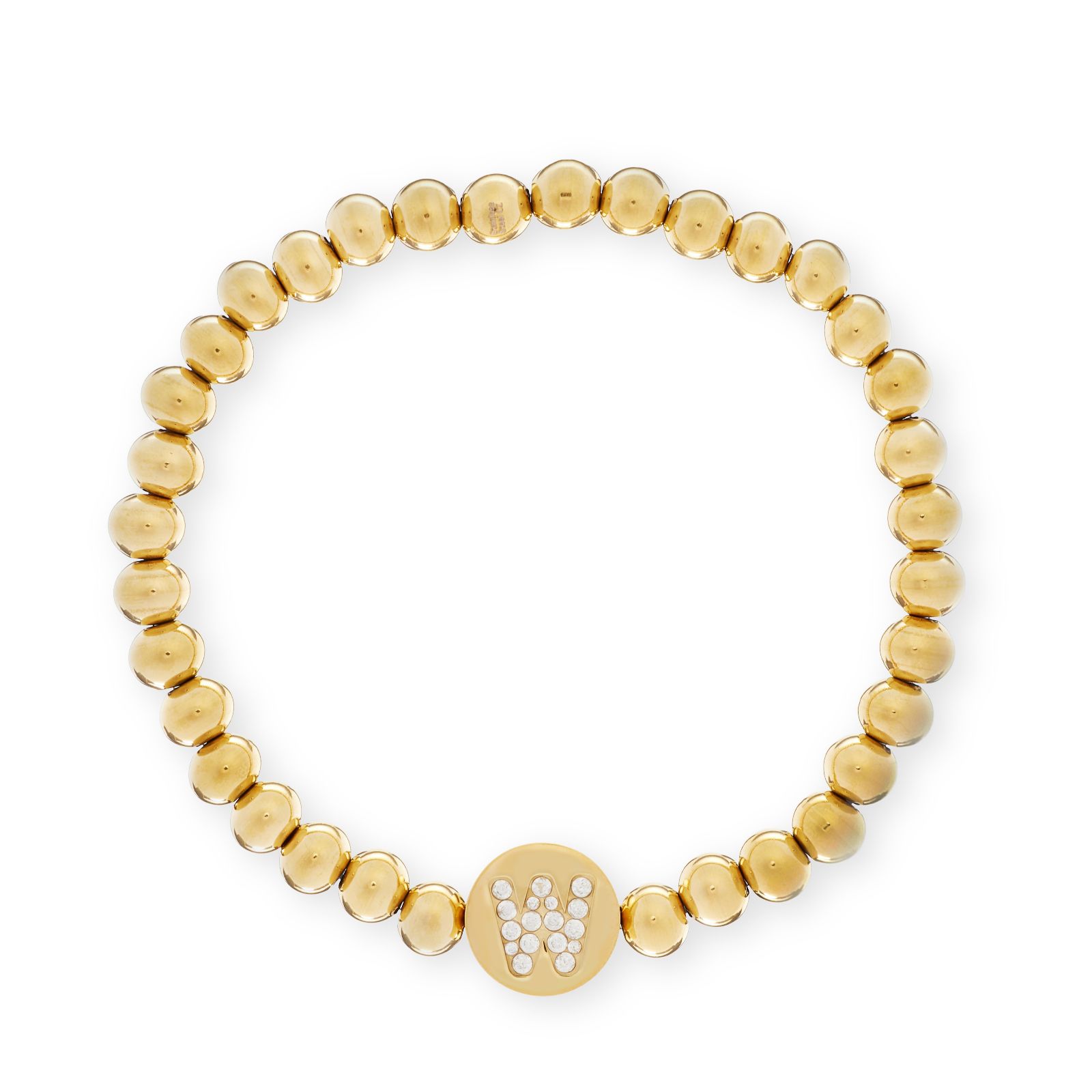 Steel By Diamonique Initial Ball Bead Stretch Bracelet Stainless Steel