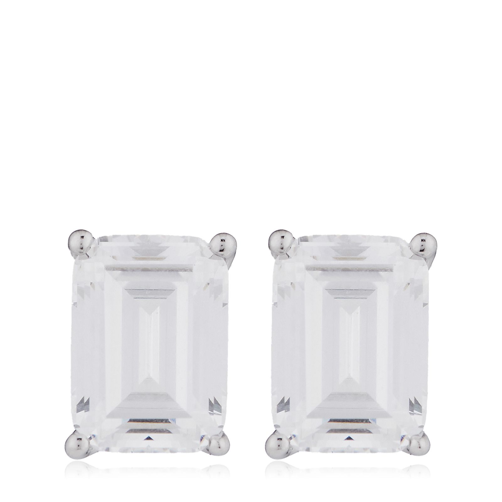 Diamoniqe 2ct Platinum Plated Choice of Cut Stud Earrings Sterling Silver