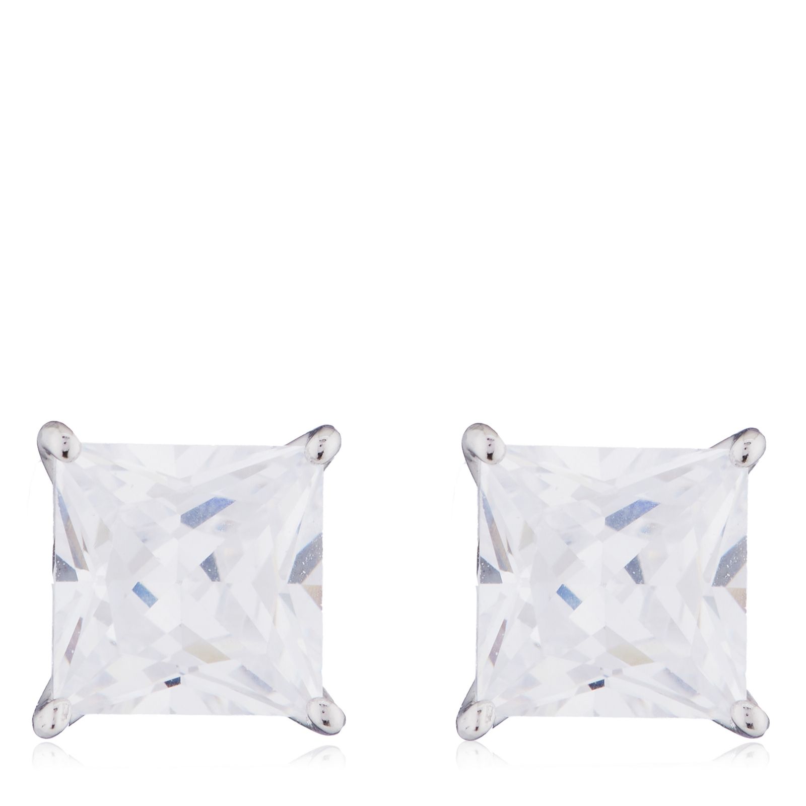 Diamonique 2ct Platinum Plated Choice of Cut Stud Earrings Sterling Silver