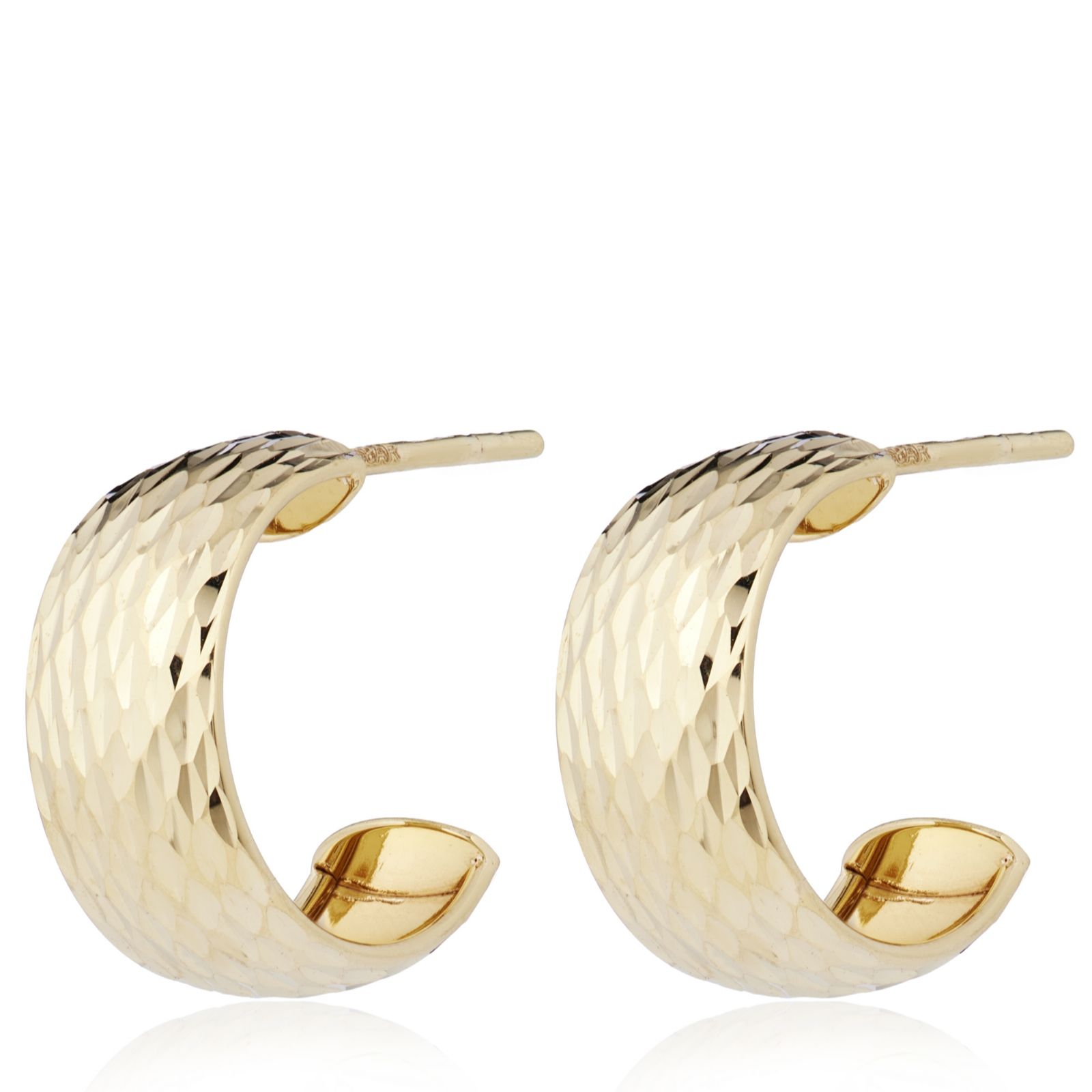 GOLD 9ct Italian Gold Diamond Cut Hoop Earrings 1.3g
