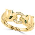 Effy 0.08ct Tsavorite & 0.12ct Diamond Panther Ring Sterling Silver