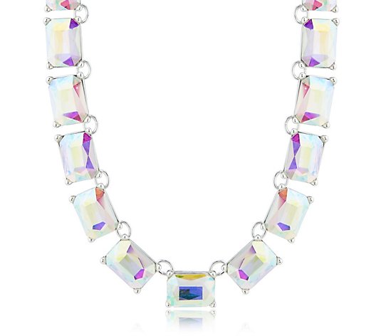Kirks Folly Aurora Borealis Essentials Emerald Cut Necklace 17" w/3" extender
