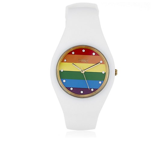 Diamonique Pride 0.12ct Silicone Watch Supporting Switchboard LGBT+ Helpline