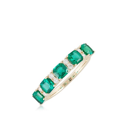 2.73ct Fire Light Created Asscher Emerald& 0.18ct Lab Grown Diamond Ring