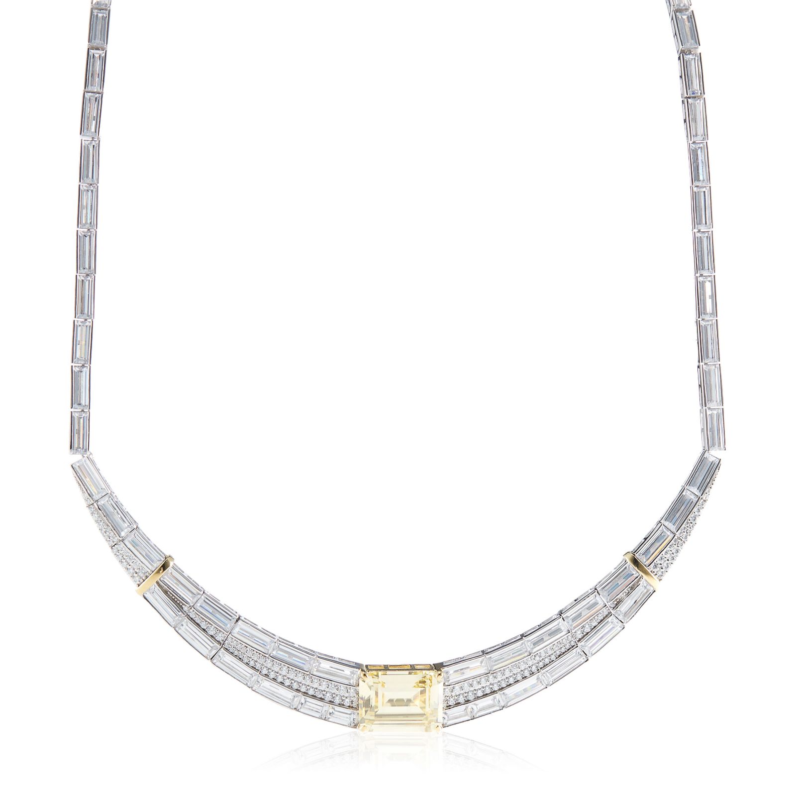 The Diamonique High Collection 62 ct tw Emerald Cut Collar Necklace
