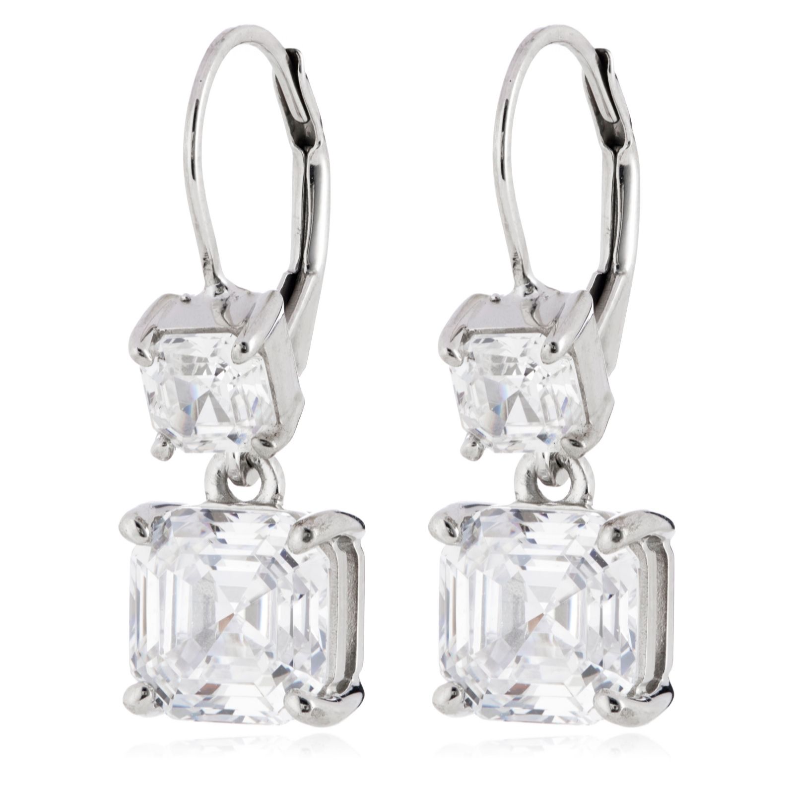 Diamonique 5ct Leverback Earrings Sterling Silver