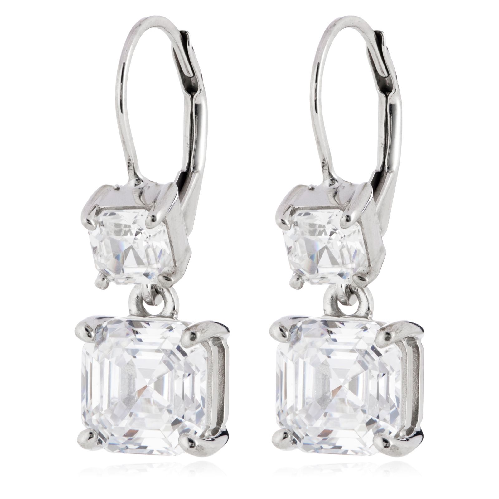Diamonique 5ct Leverback Earrings Sterling Silver