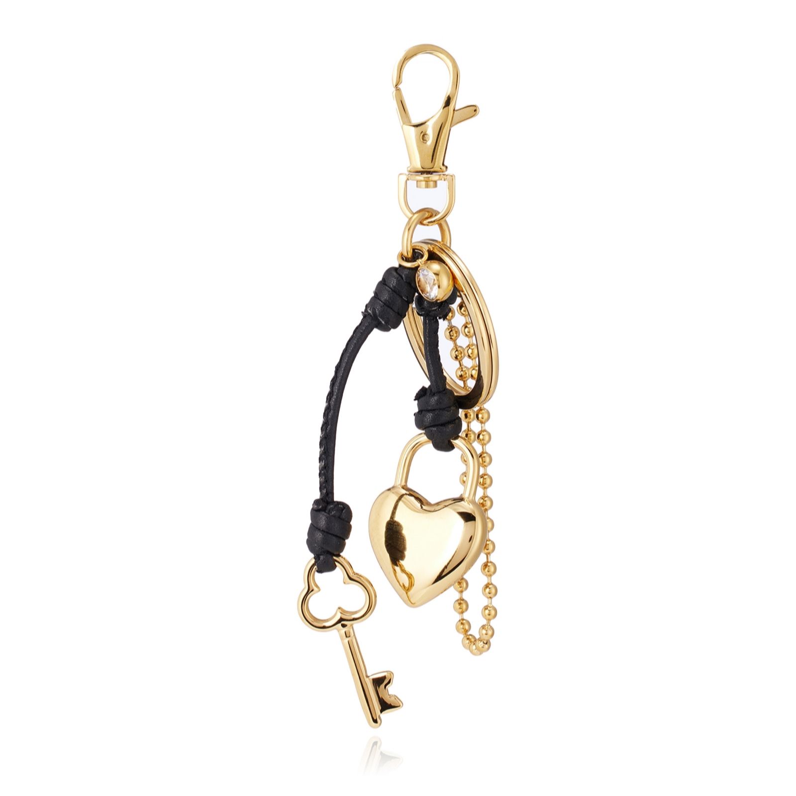 Steel by Diamonique Heart and Key Bag Charm Stainless Steel