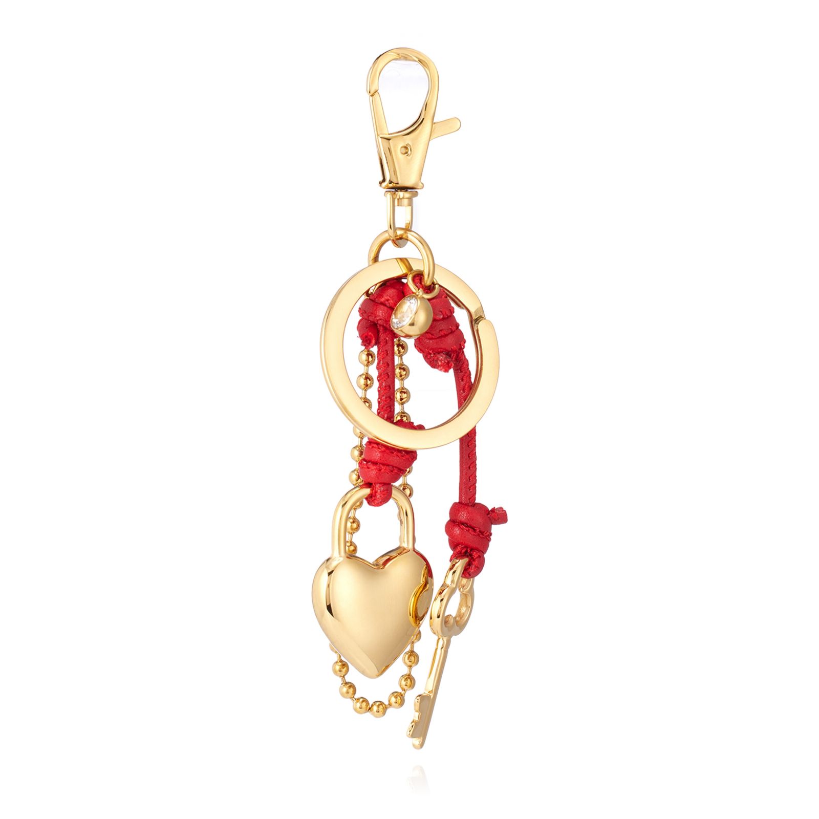 Steel by Diamonique Heart and Key Bag Charm Stainless Steel