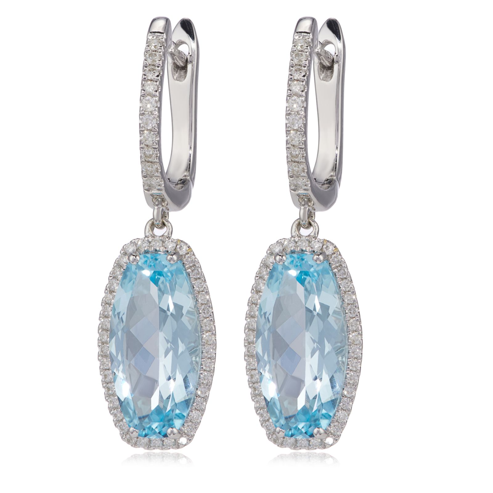 Oisha 7.16ct Sky Blue Topaz & 0.38ct Diamond Earrings 14ct Gold