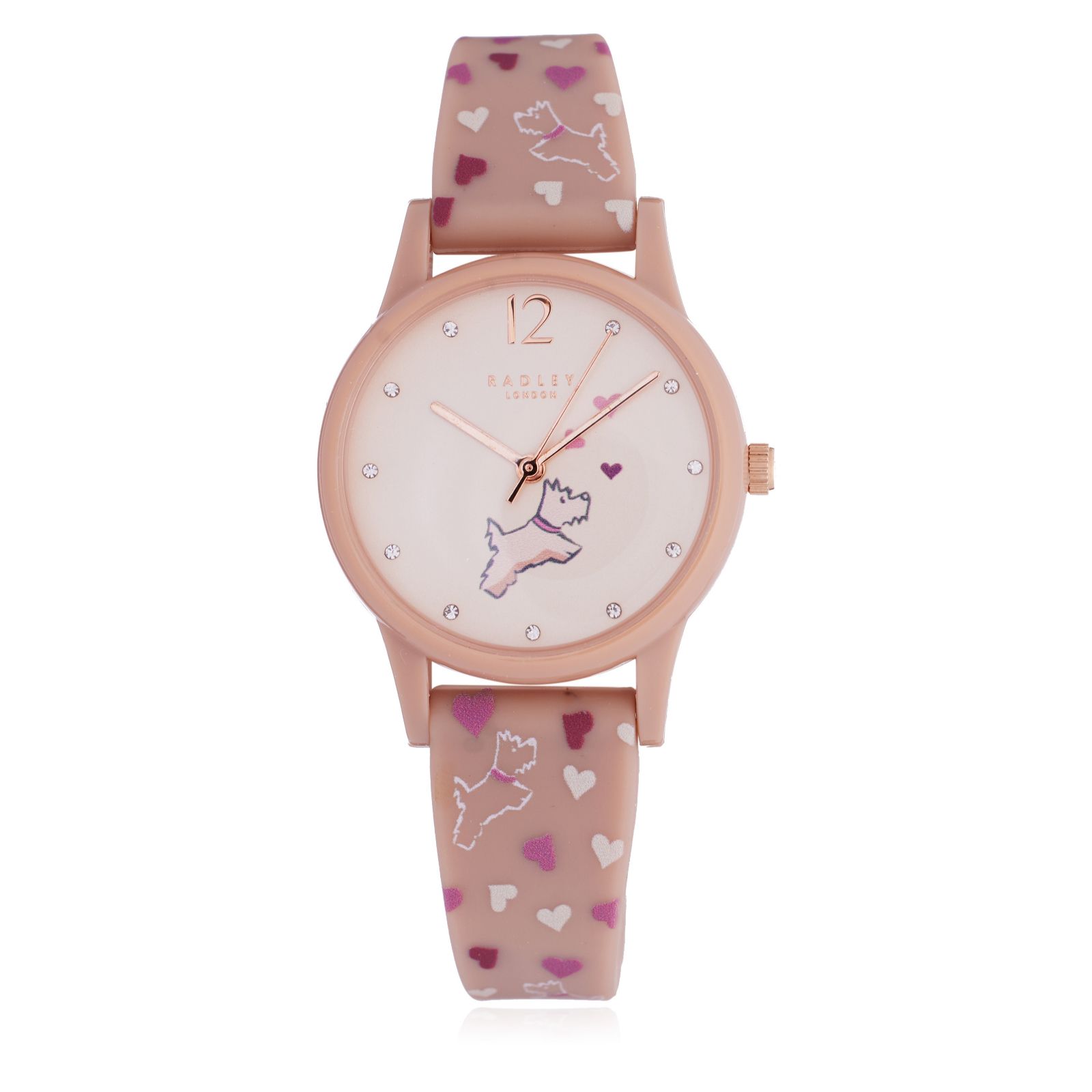 Radley London 34mm Heart Print Silicone Strap Watch