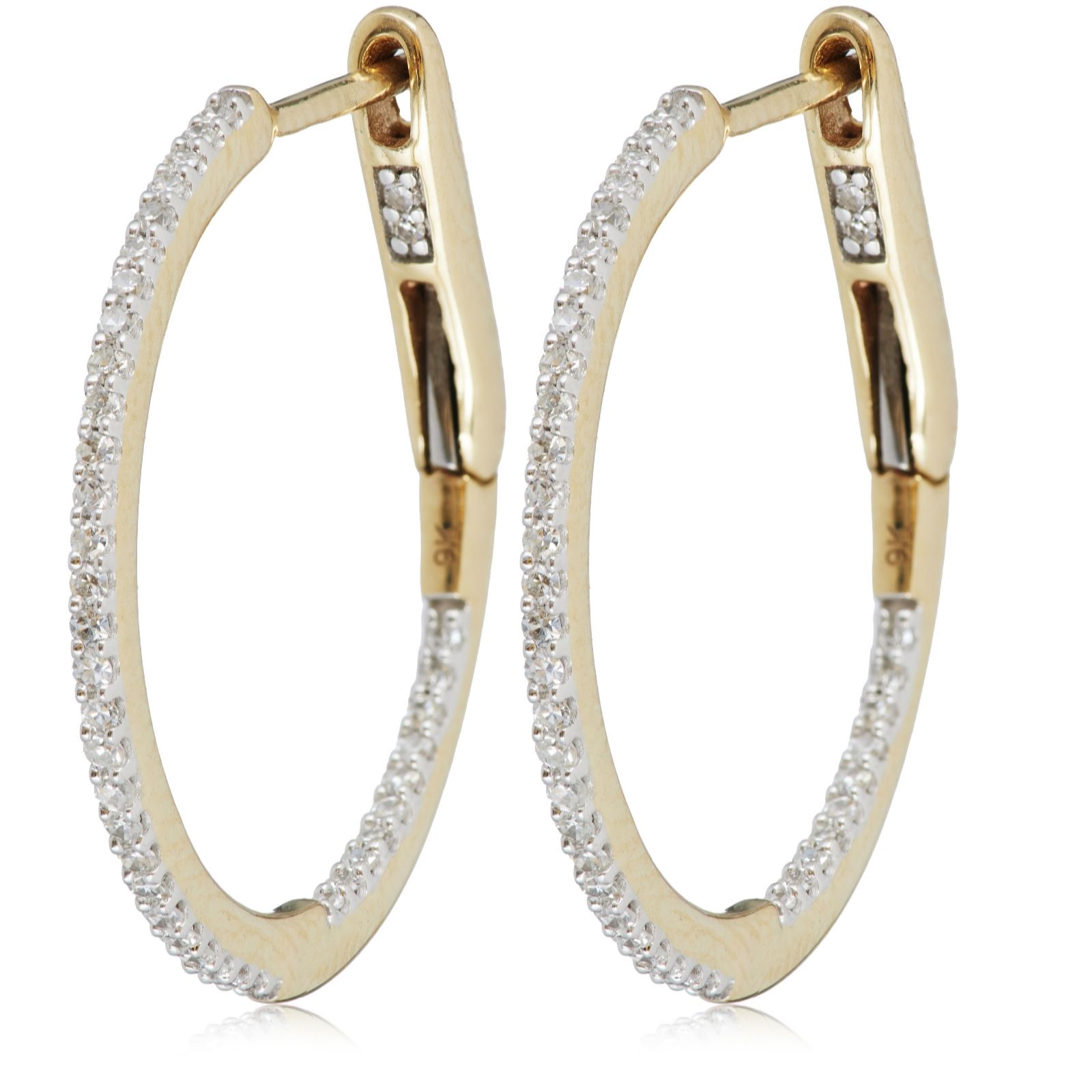 0.25ct Diamond Hoop Earrings 9ct Gold
