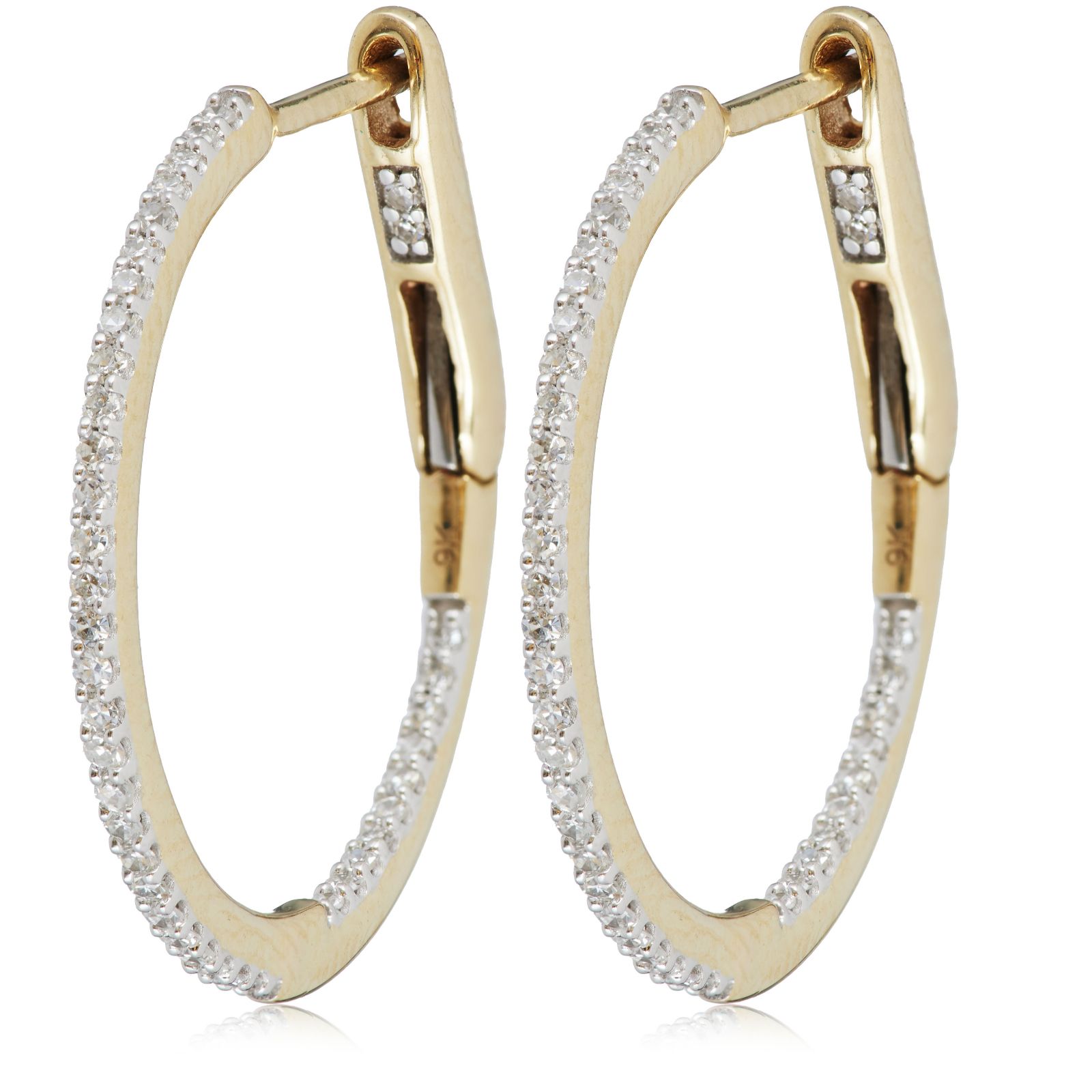 0.25ct Diamond Hoop Earrings 9ct Gold