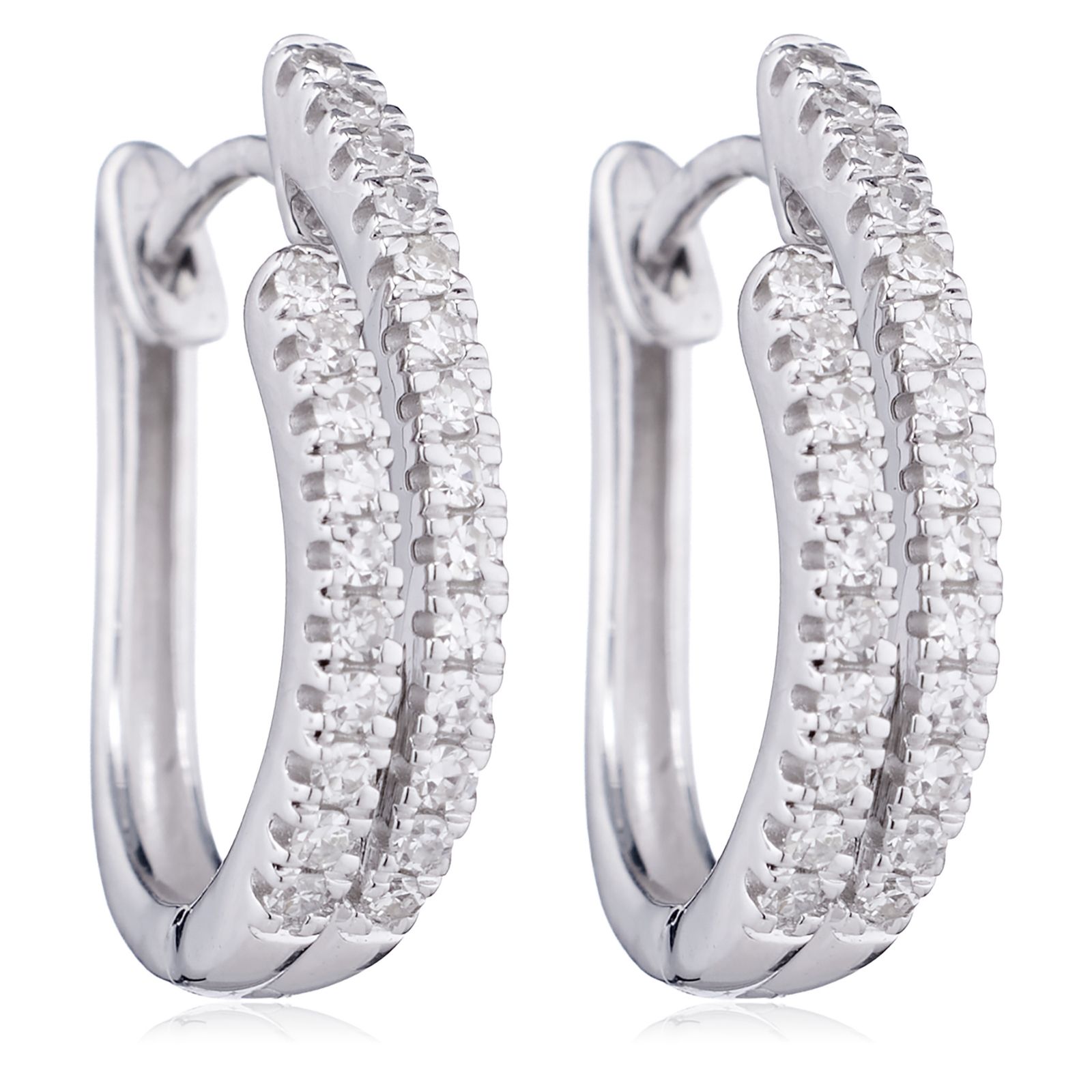 0.30ct Diamond Double Row Hoop Earring 9ct Gold