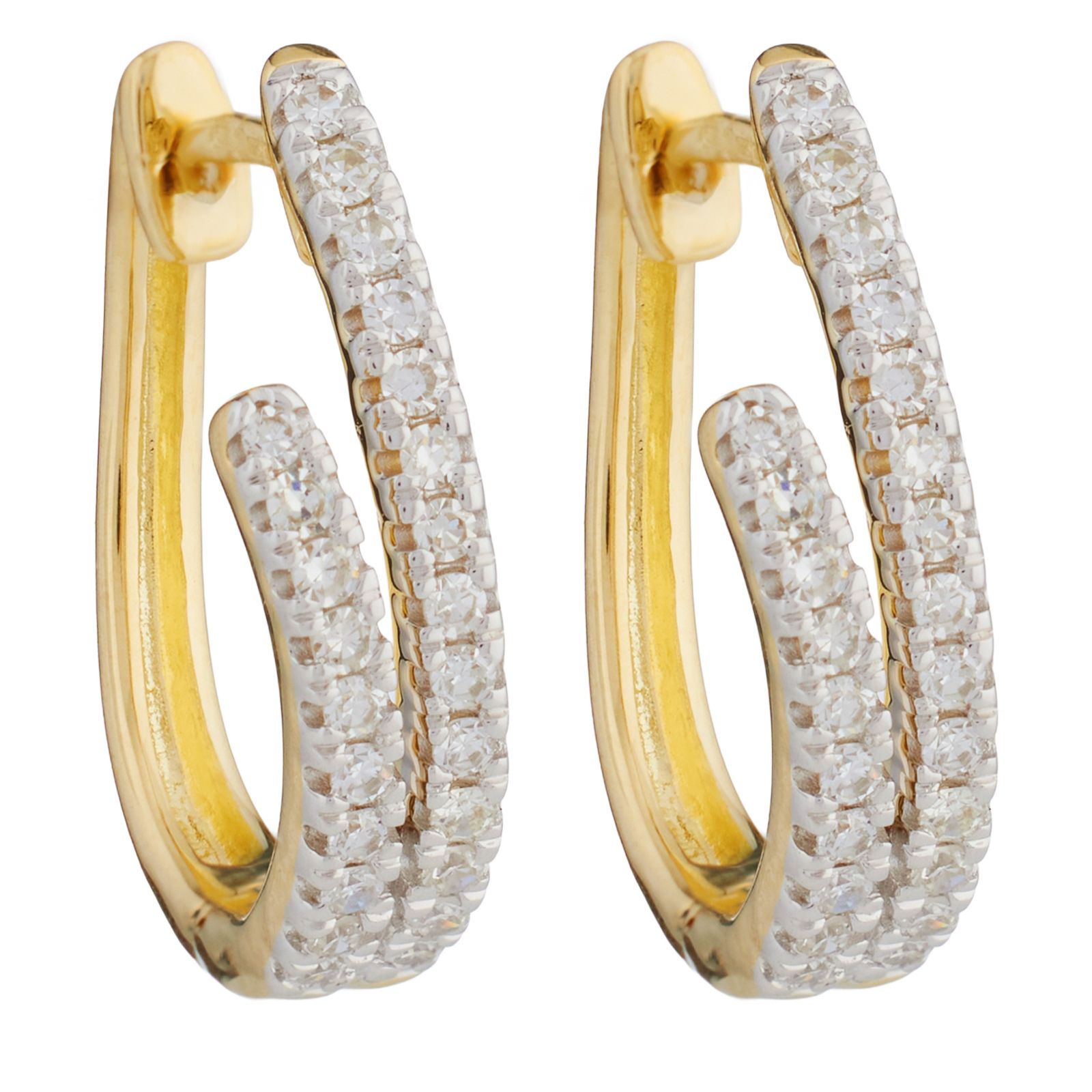 0.30ct Diamond Double Row Hoop Earring 9ct Gold