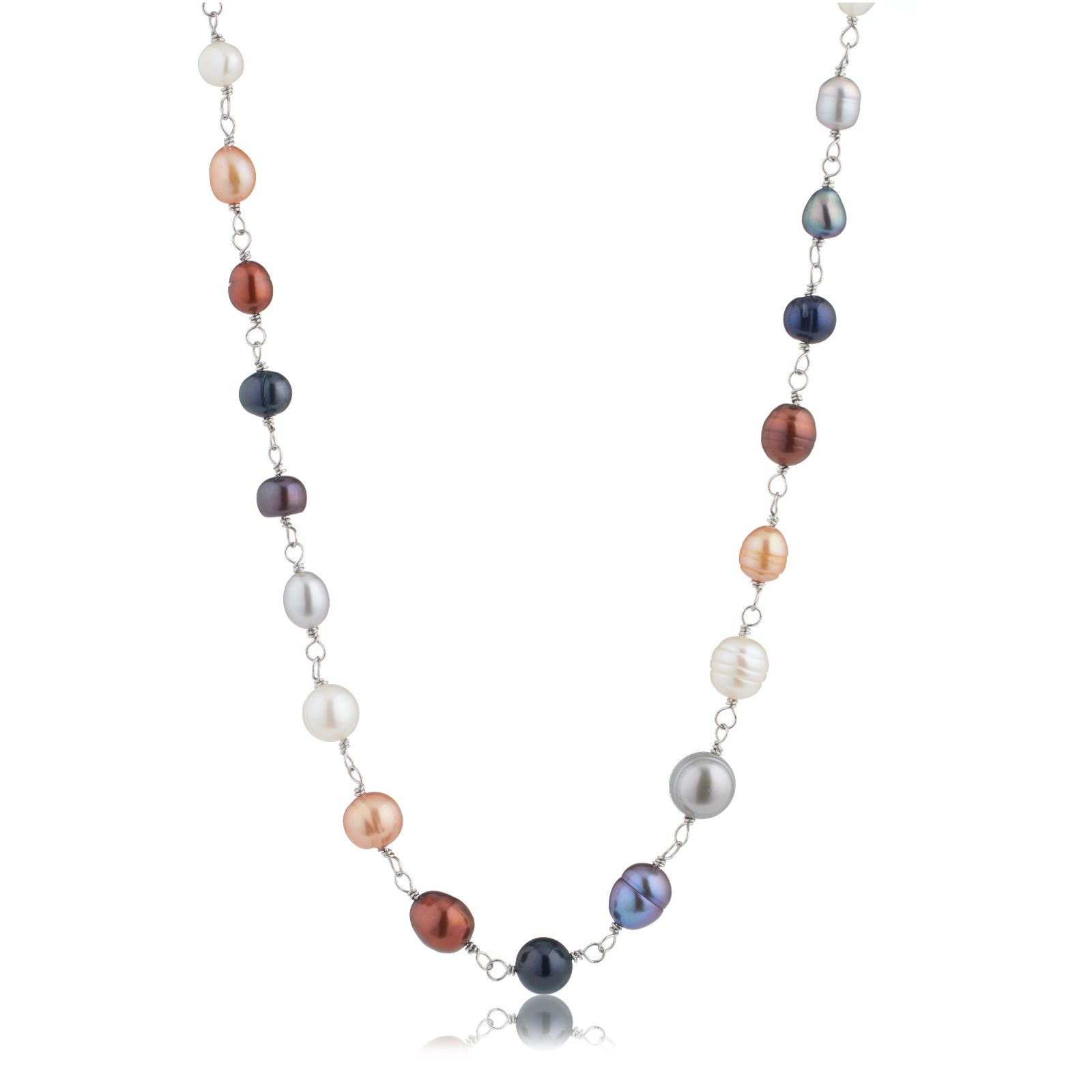 Lara Pearl 5-10mm Pearl Pourri Necklace Stainless Steel