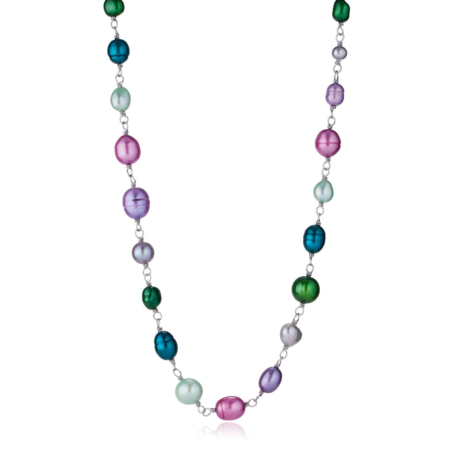 Lara Pearl 5-10mm Pearl Pourri Necklace Stainless Steel