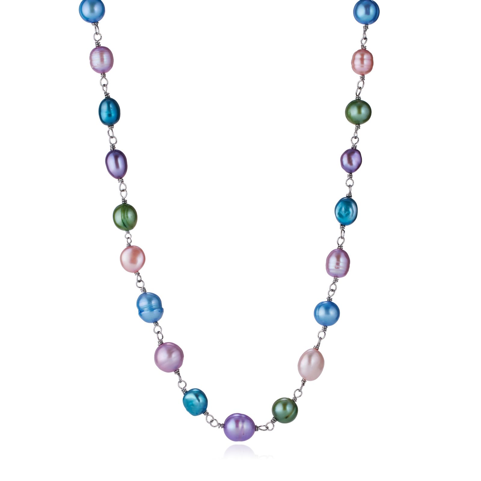 Lara Pearl 5-10mm Pearl Pourri Necklace Stainless Steel