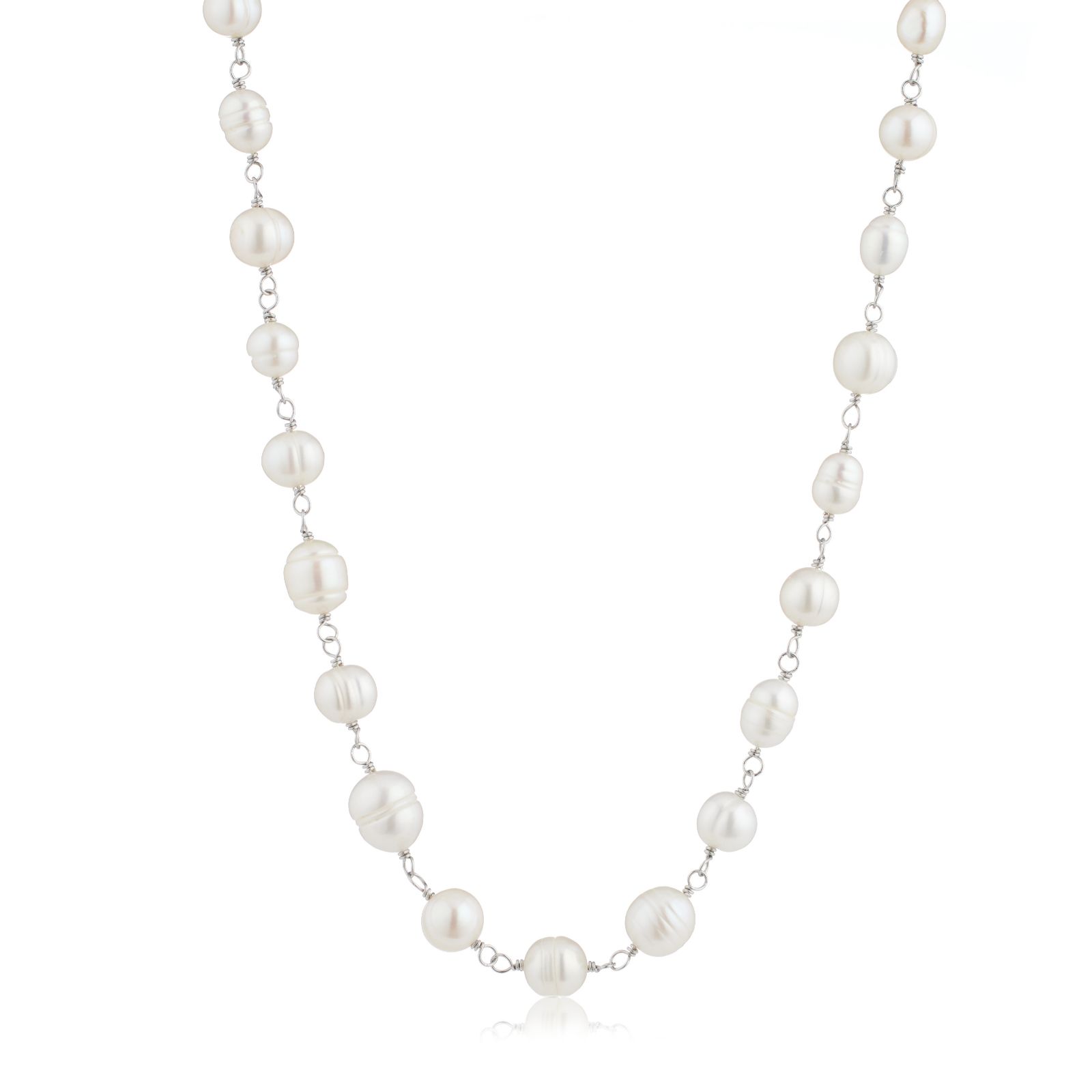 Lara Pearl 5-10mm Pearl Pourri Necklace Stainless Steel