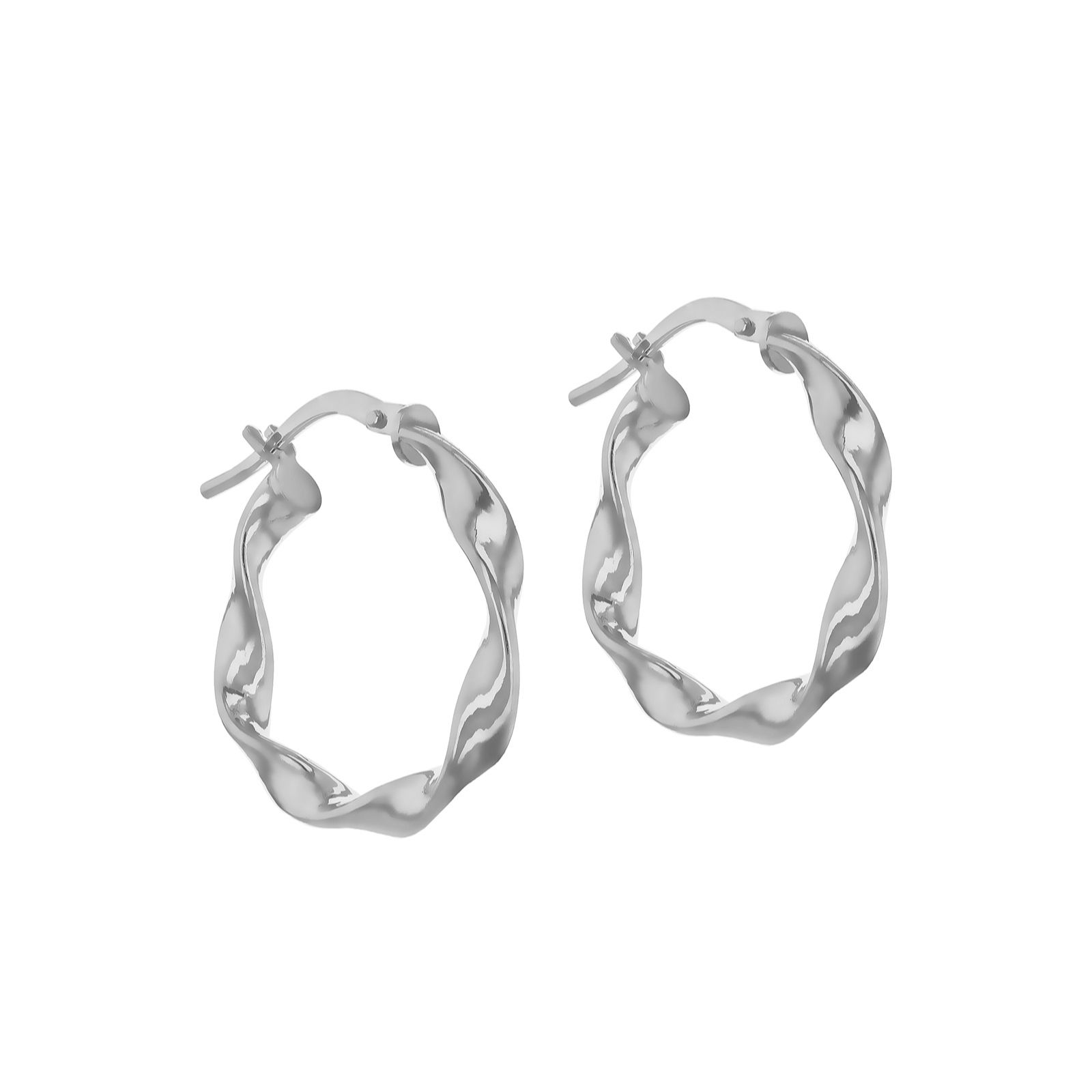 Faith & Brown Italian Crafted Polished Twisted Hoop Earrings Sterling Silver