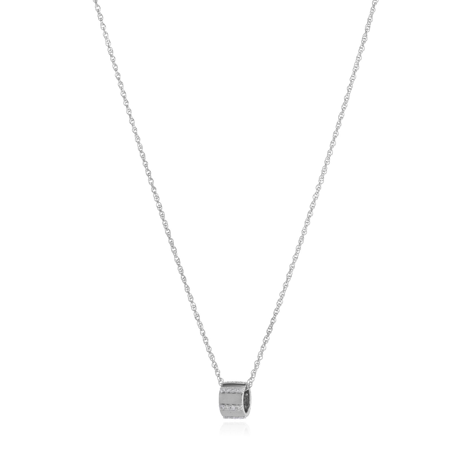 0.10ct Diamond Rondel Pendant Necklace & Chain 9ct Gold