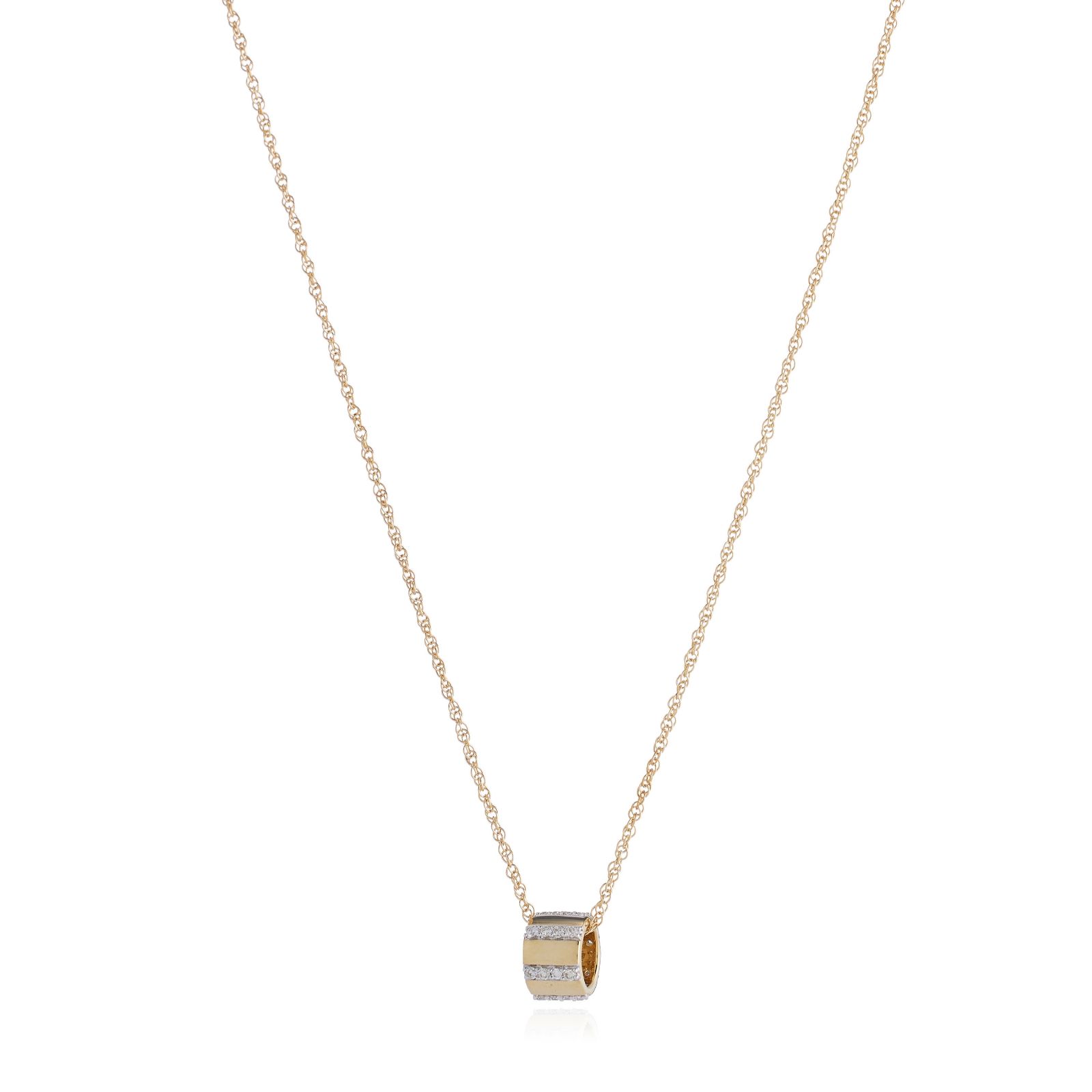Outlet 0.10ct Diamond Rondel Pendant Necklace & Chain 9ct Gold