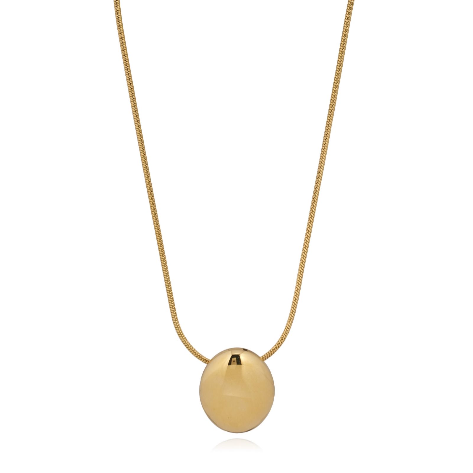 Steel by Diamonique Textured Oval Pendant & Chain Stainless Steel