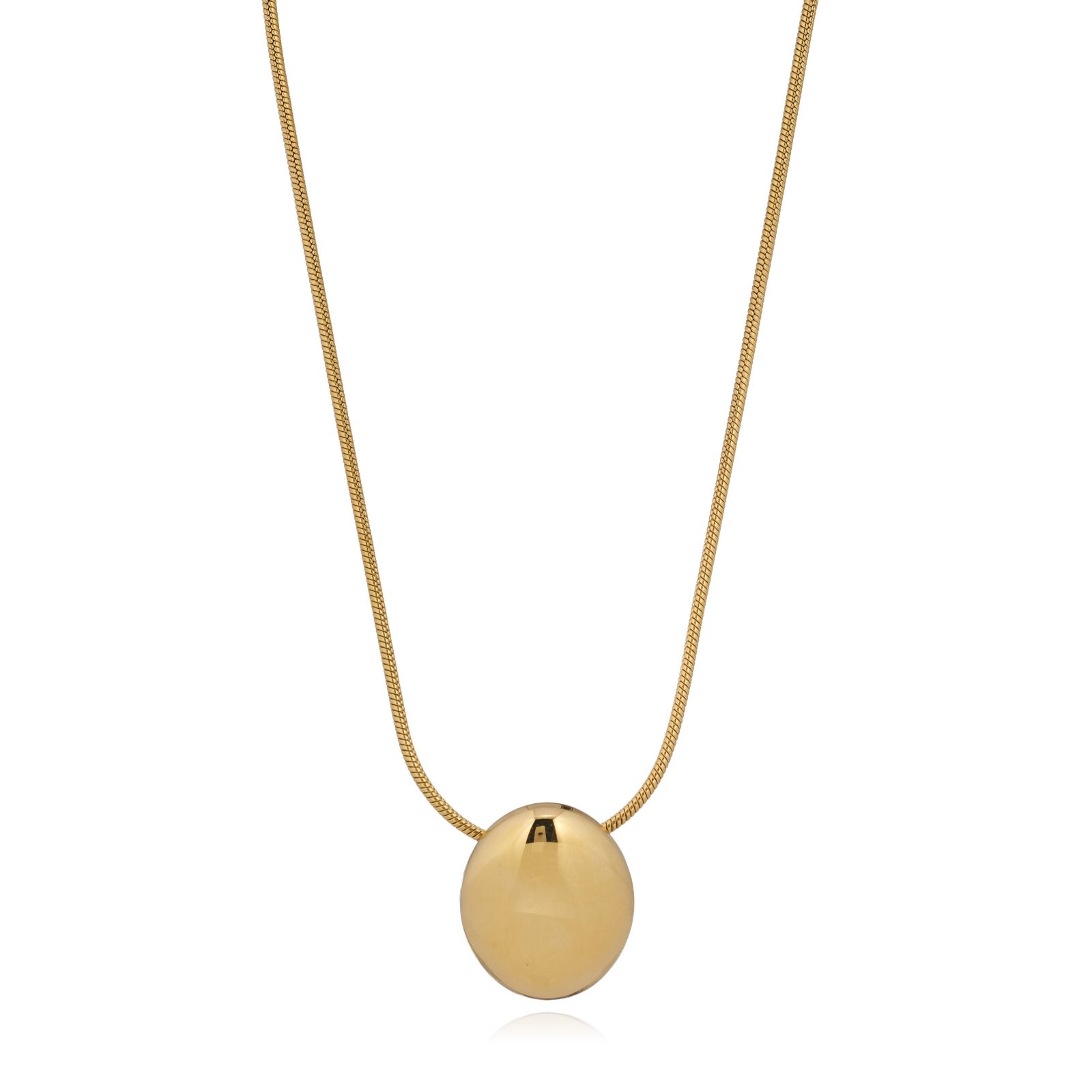 Steel by Diamonique Textured Oval Pendant & Chain Stainless Steel