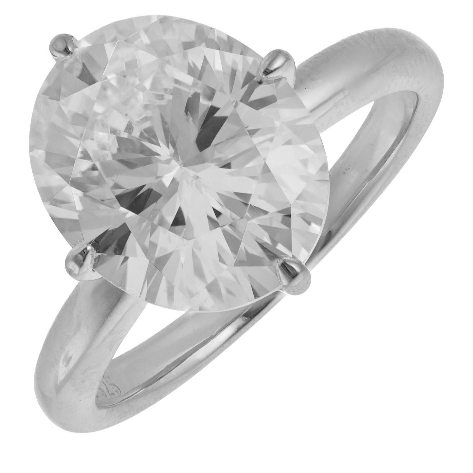 Diamonique 5ct tw Compass Set Oval Ring Sterling Silver