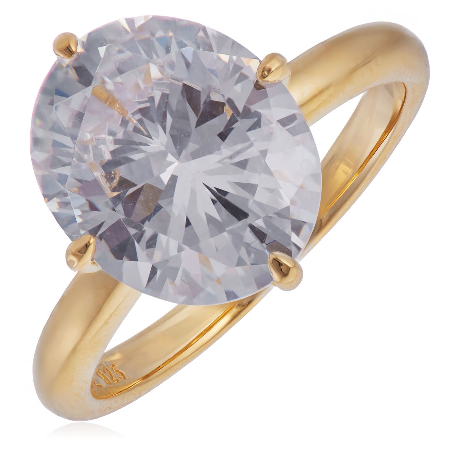 Diamonique 5ct tw Compass Set Oval Ring Sterling Silver