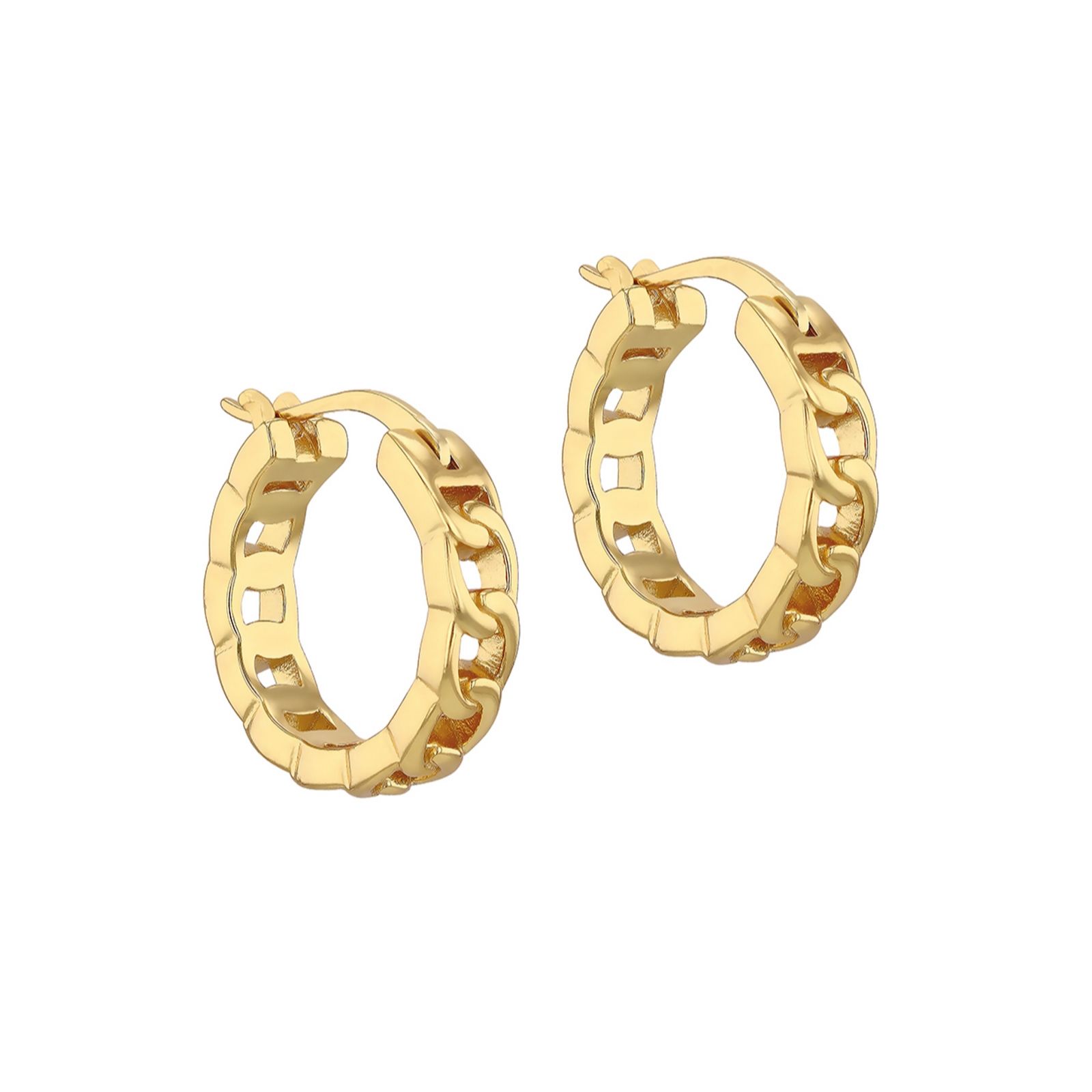 Faith & Brown Chain Link Hoops Sterling Silver