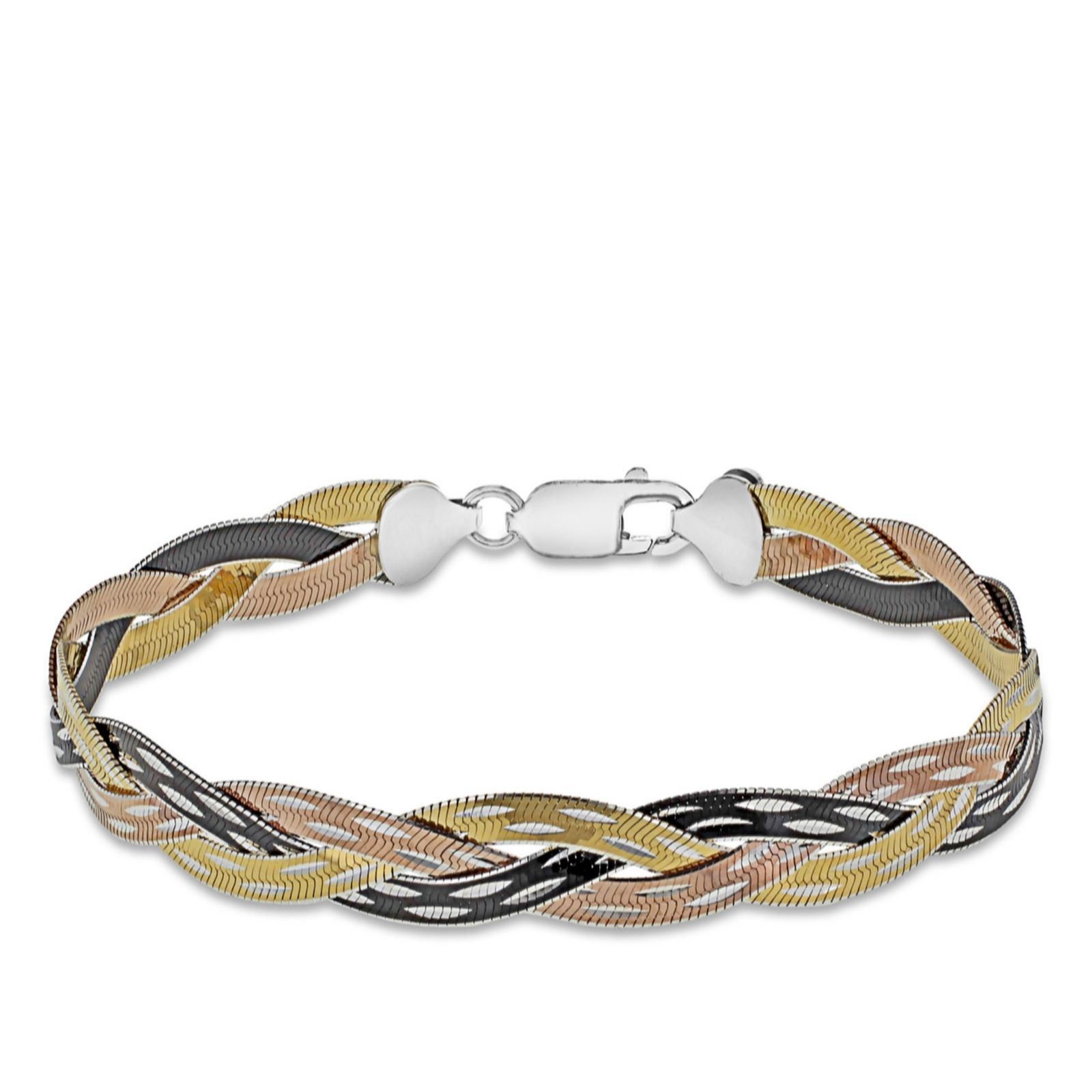 Faith & Brown Italian Crafted Four Tone Willow Triple Herringbone Bracelet