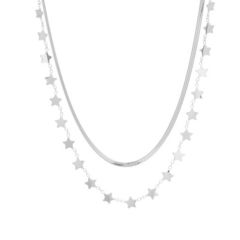 Steel by Diamonique Multi Chain Star Necklace Stainless Steel