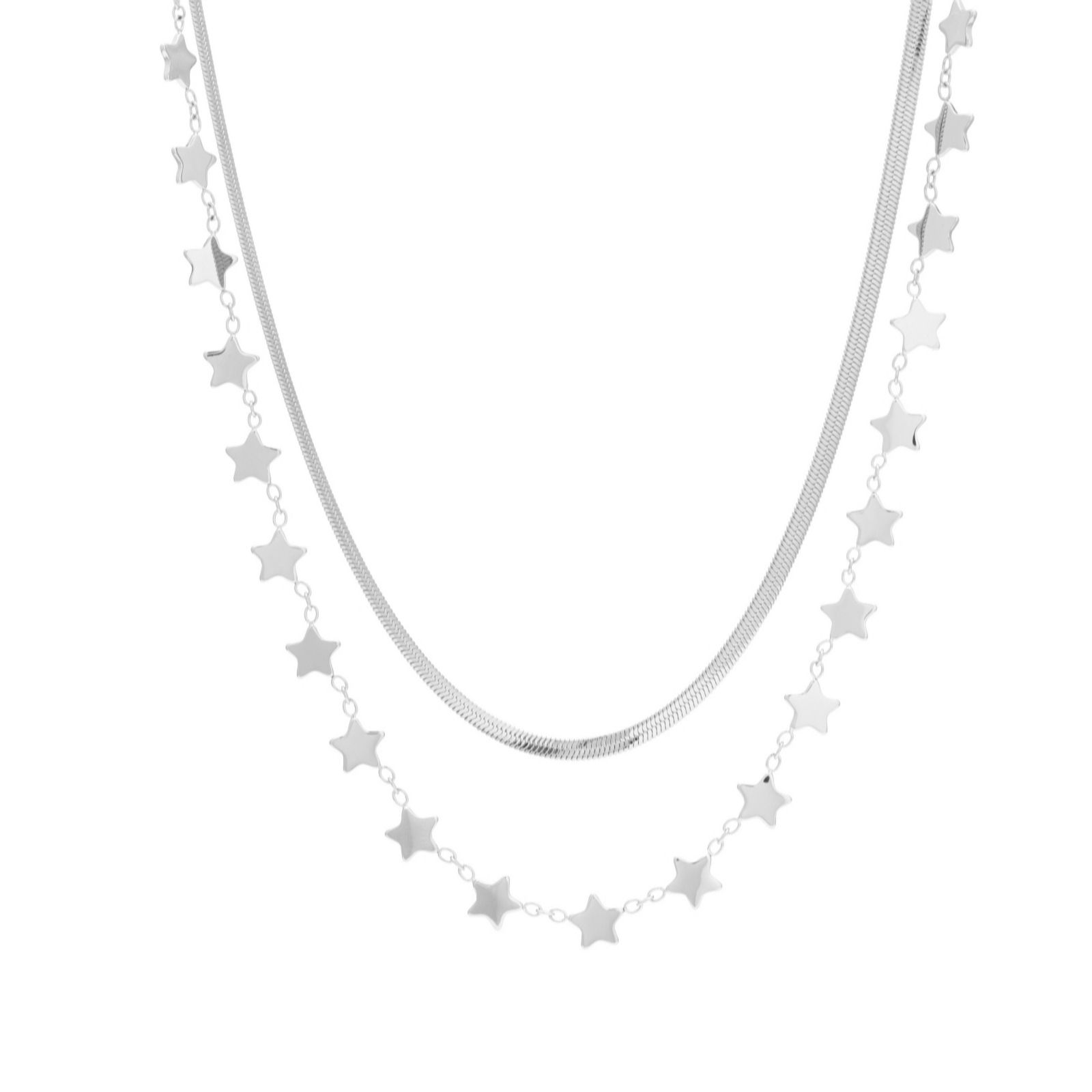 Steel by Diamonique Multi Chain Star Necklace Stainless Steel