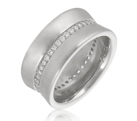 Simplicity by Diamonique Curved Wide Band Ring Sterling Silver