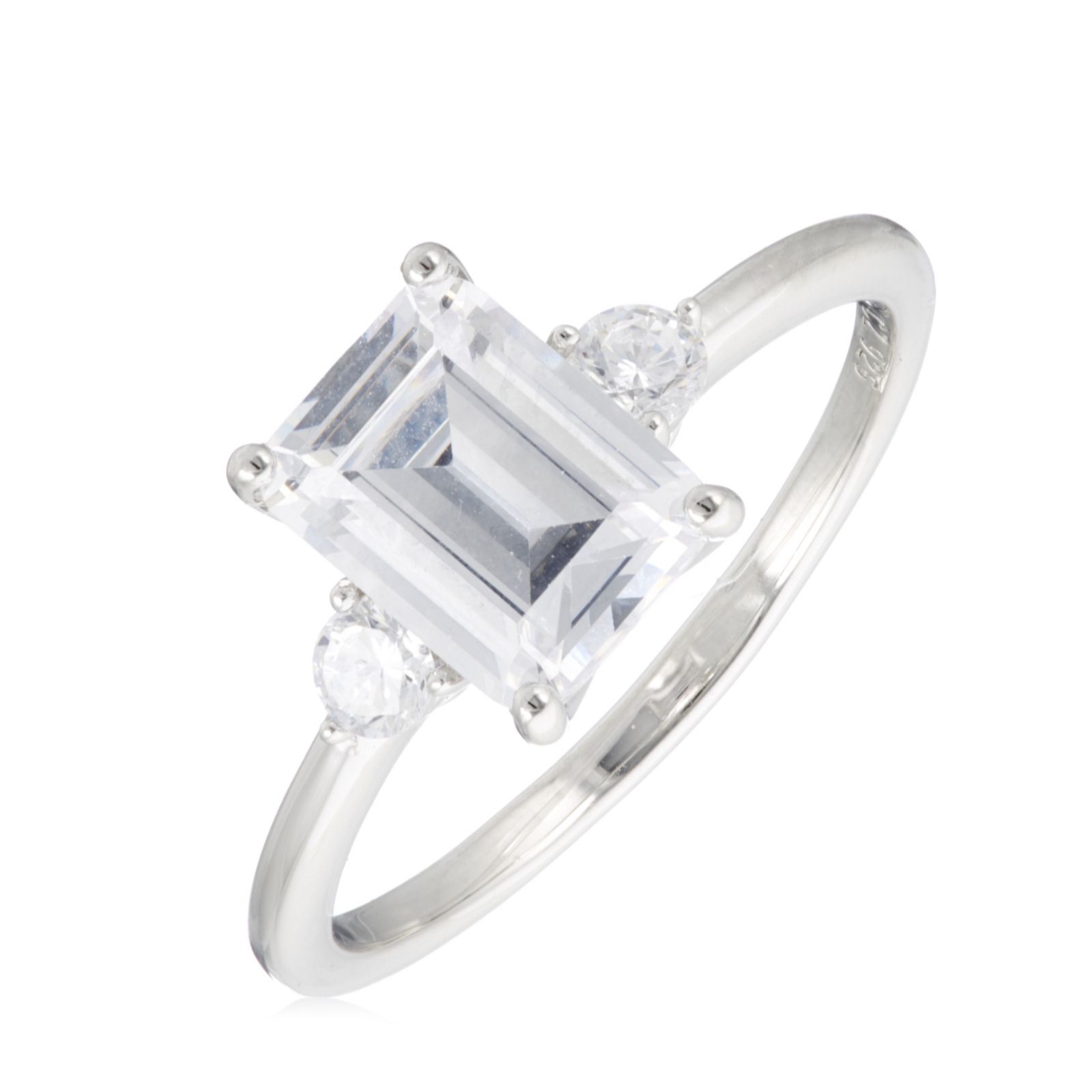 Diamonioque 1.64 ct tw Emerald Cut Ring Sterling Silver
