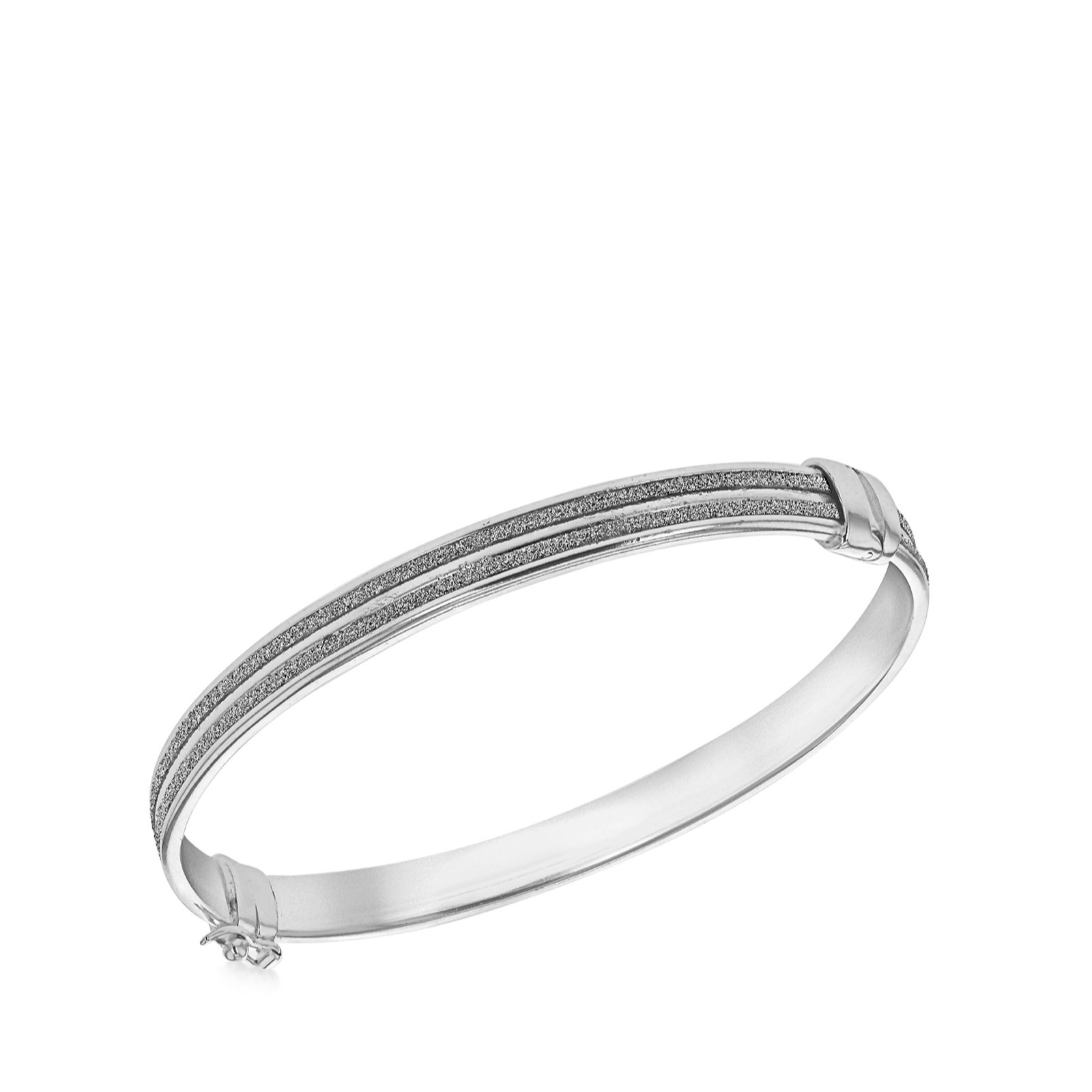 Faith & Brown Stardust Double Strip Hinged Bangle Sterling Silver