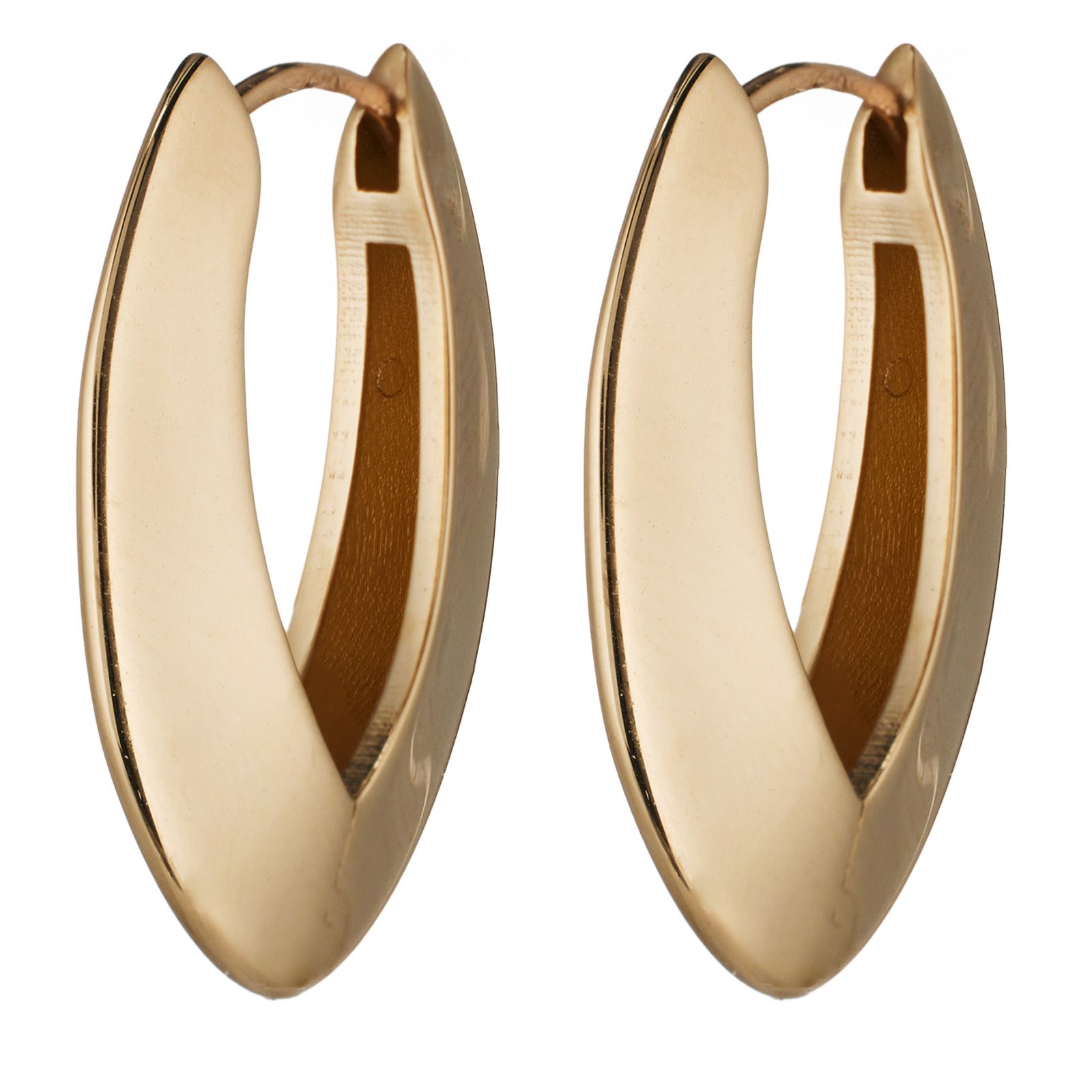 GOLD 9ct Italian Gold Oval Hoop Earrings 2.5g