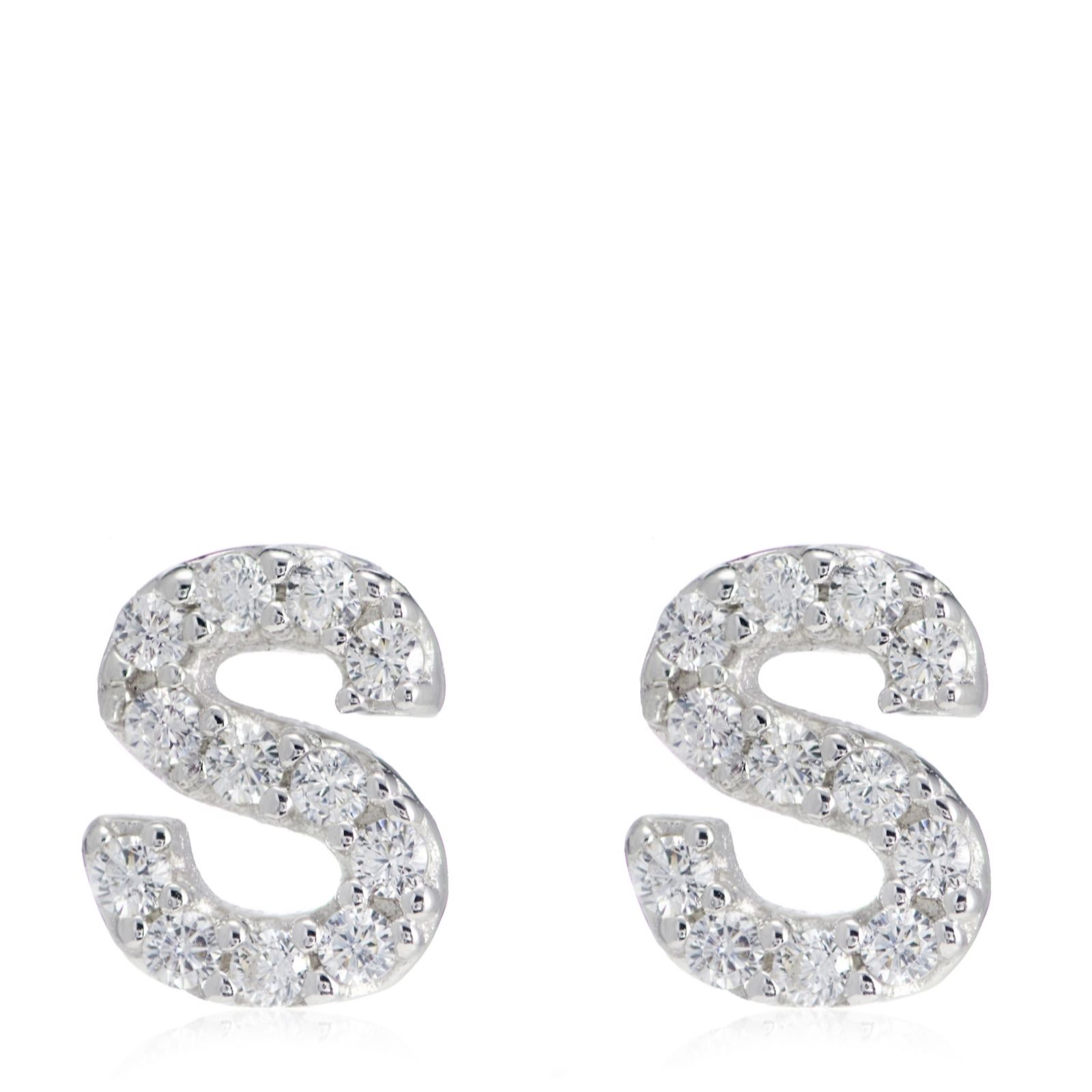 Diamonique 0.13ct tw Initial Earrings Sterling Silver