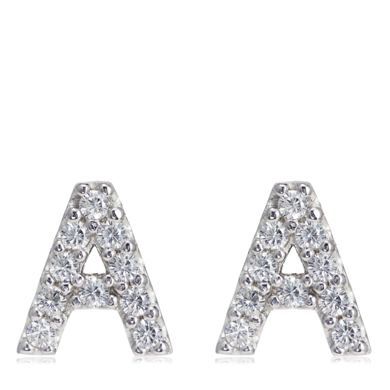 Diamonique 0.13ct tw Initial Earrings Sterling Silver