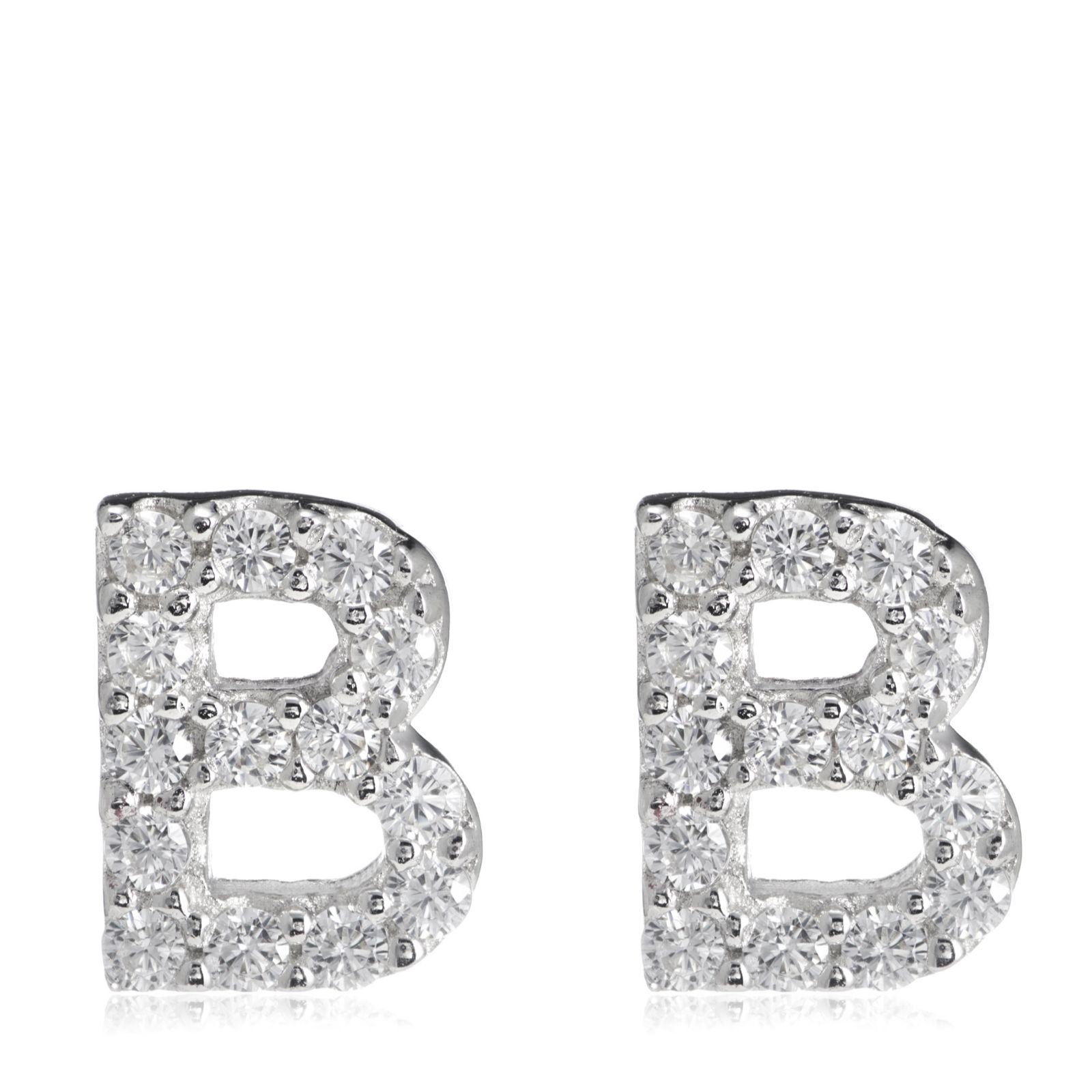 Diamonique 0.13ct tw Initial Earrings Sterling Silver