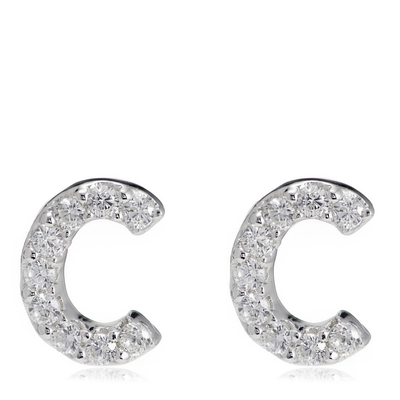 Diamonique 0.13ct tw Initial Earrings Sterling Silver