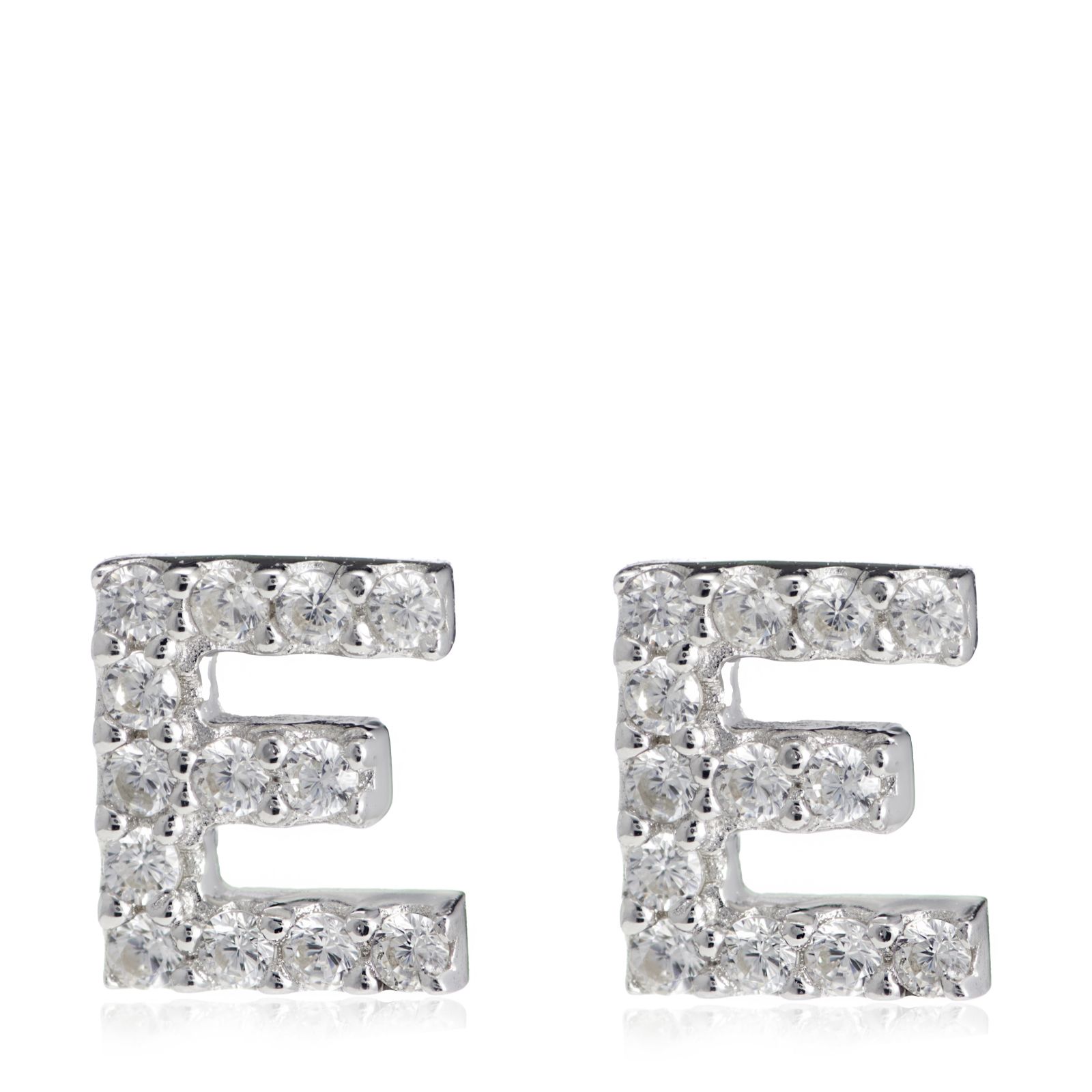 Diamonique 0.13ct tw Initial Earrings Sterling Silver