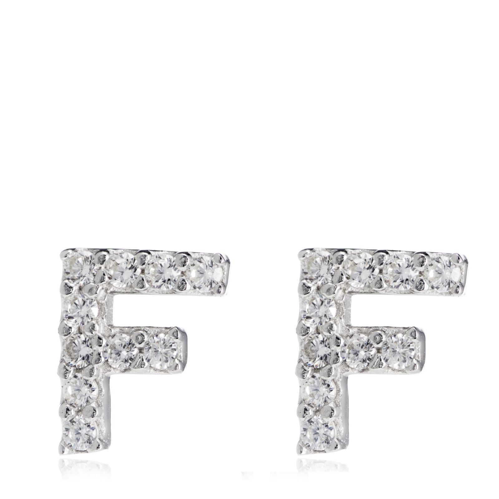 Diamonique 0.13ct tw Initial Earrings Sterling Silver