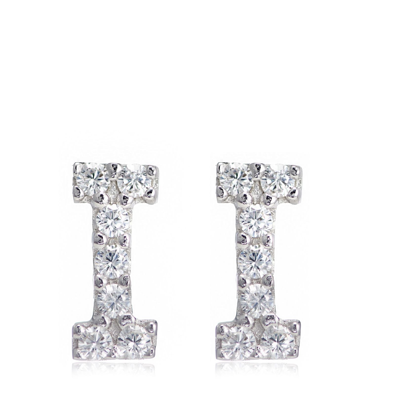 Diamonique 0.13ct tw Initial Earrings Sterling Silver